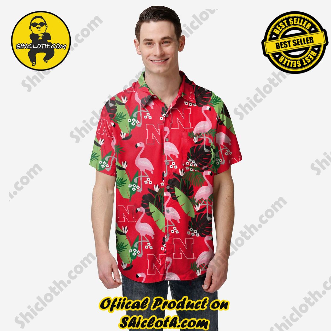 Best Seller Hawaiian Shirt And Short in Shicloth !!! Buy it now 19 Nebraska Cornhuskers Floral Button Up Shirt