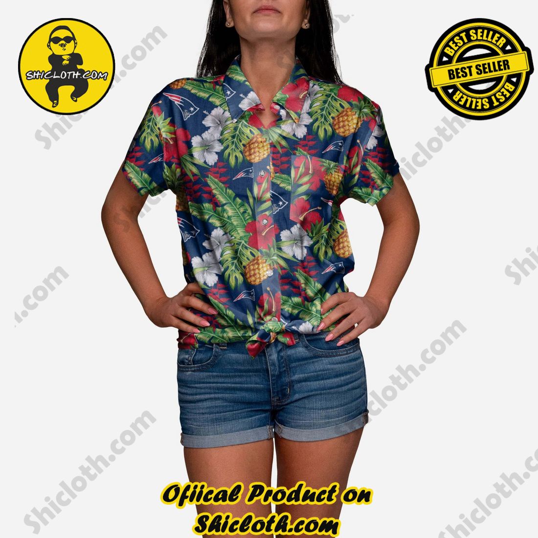 THE BEST Hawaiian Shirt And Short in Shicloth 7 New England Patriots My Fine-Apple Womens Button Up Shirt