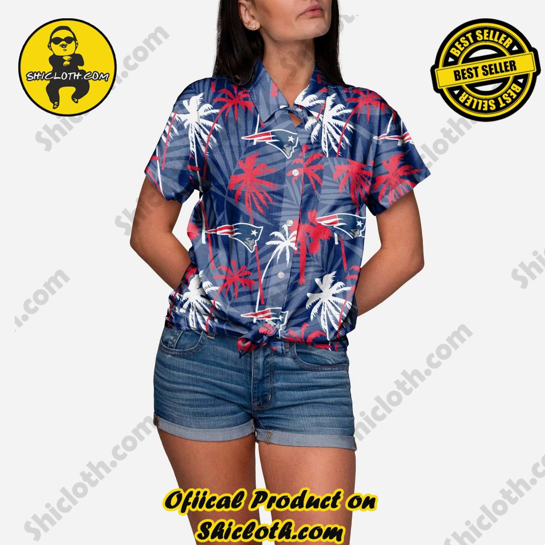 THE BEST Hawaiian Shirt And Short in Shicloth 9 New England Patriots Tropic of Da Palms Womens Button Up Shirt