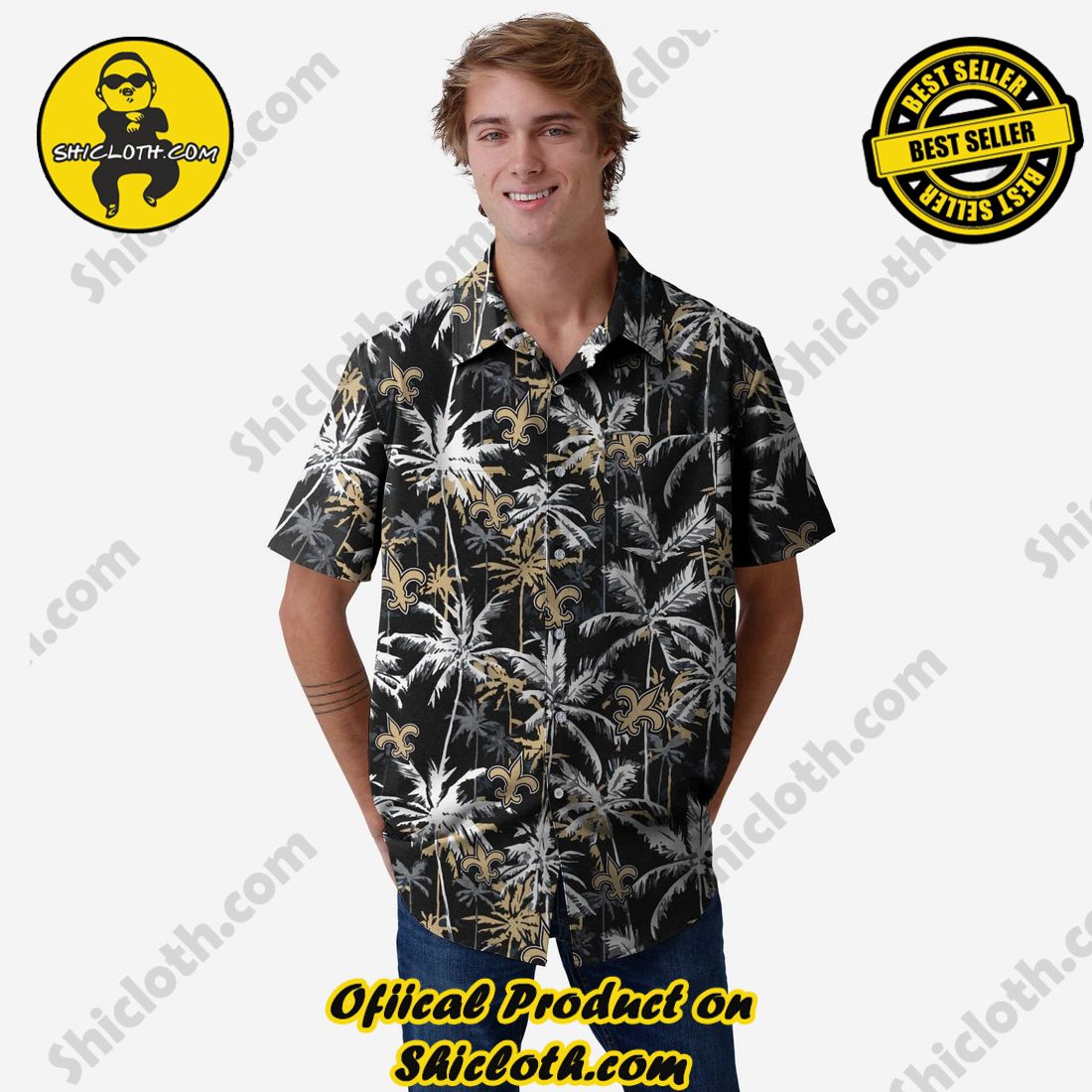 THE BEST Hawaiian Shirt And Short in Shicloth 13 New Orleans Saints Black Floral Button Up Shirt