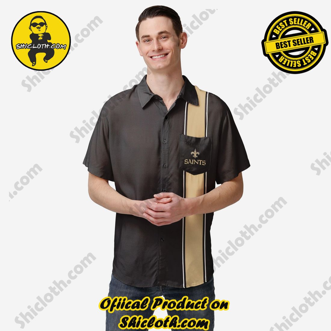 THE BEST Hawaiian Shirt And Short in Shicloth 14 New Orleans Saints Bowling Stripe Button Up Shirt