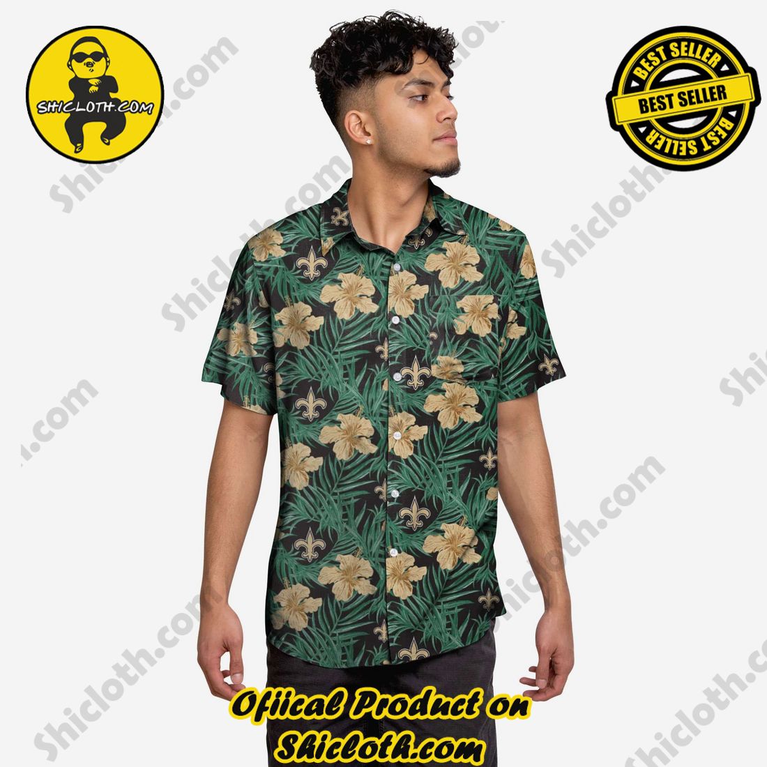 THE BEST Hawaiian Shirt And Short in Shicloth 20 New Orleans Saints Hibiscus Button Up Shirt