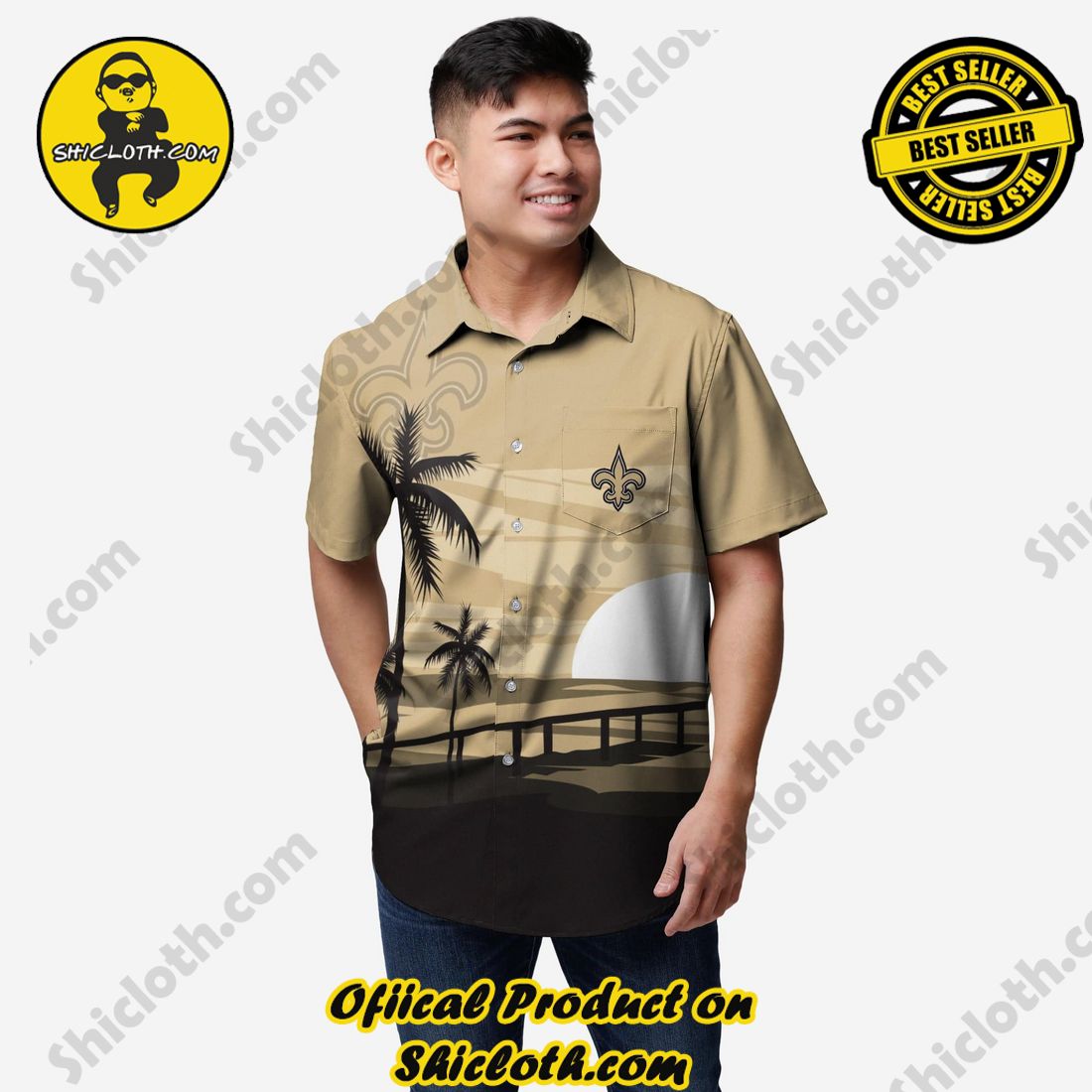 Top Top Hawaiian Shirt And Short in Shicloth 3 New Orleans Saints Tropical Sunset Button Up Shirt