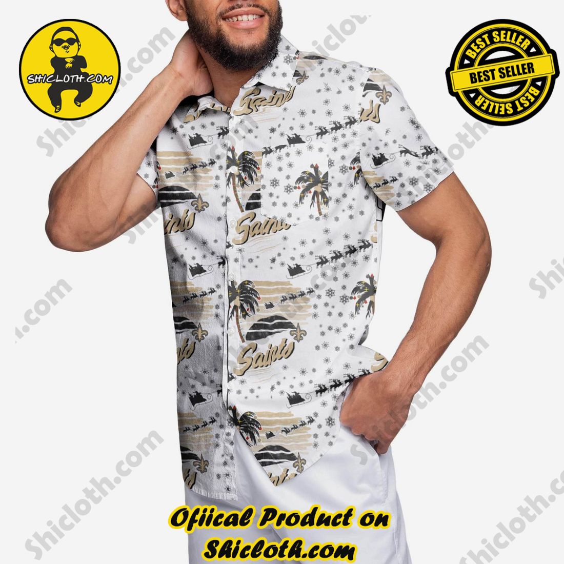 New Orleans Saints Winter Tropical Button Up Shirt 1 New Orleans Saints Winter Tropical Button Up Shirt