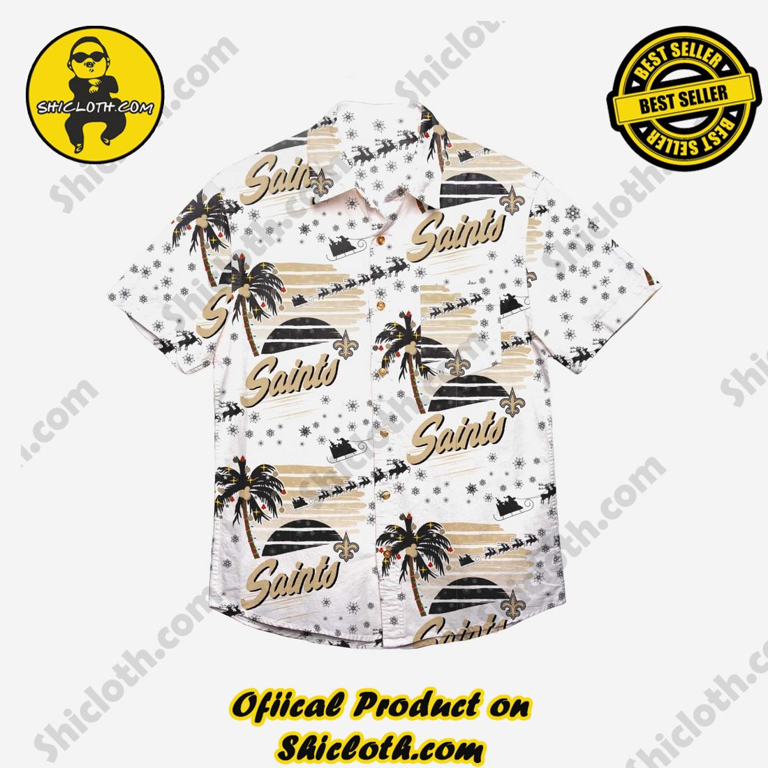 New Orleans Saints Winter Tropical Button Up Shirt 2 New Orleans Saints Winter Tropical Button Up Shirt - Image 2