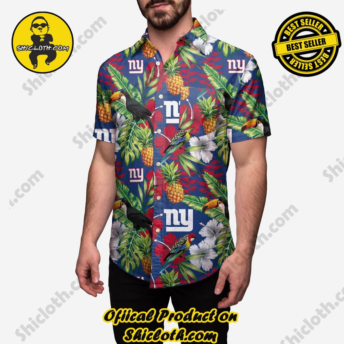 Top Top Hawaiian Shirt And Short in Shicloth 9 New York Giants Floral Button Up Shirt