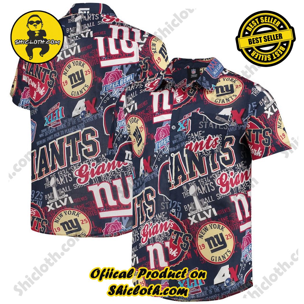 New York Giants Thematic Button-Up Funny Hawaiian Shirts - Freedomdesign