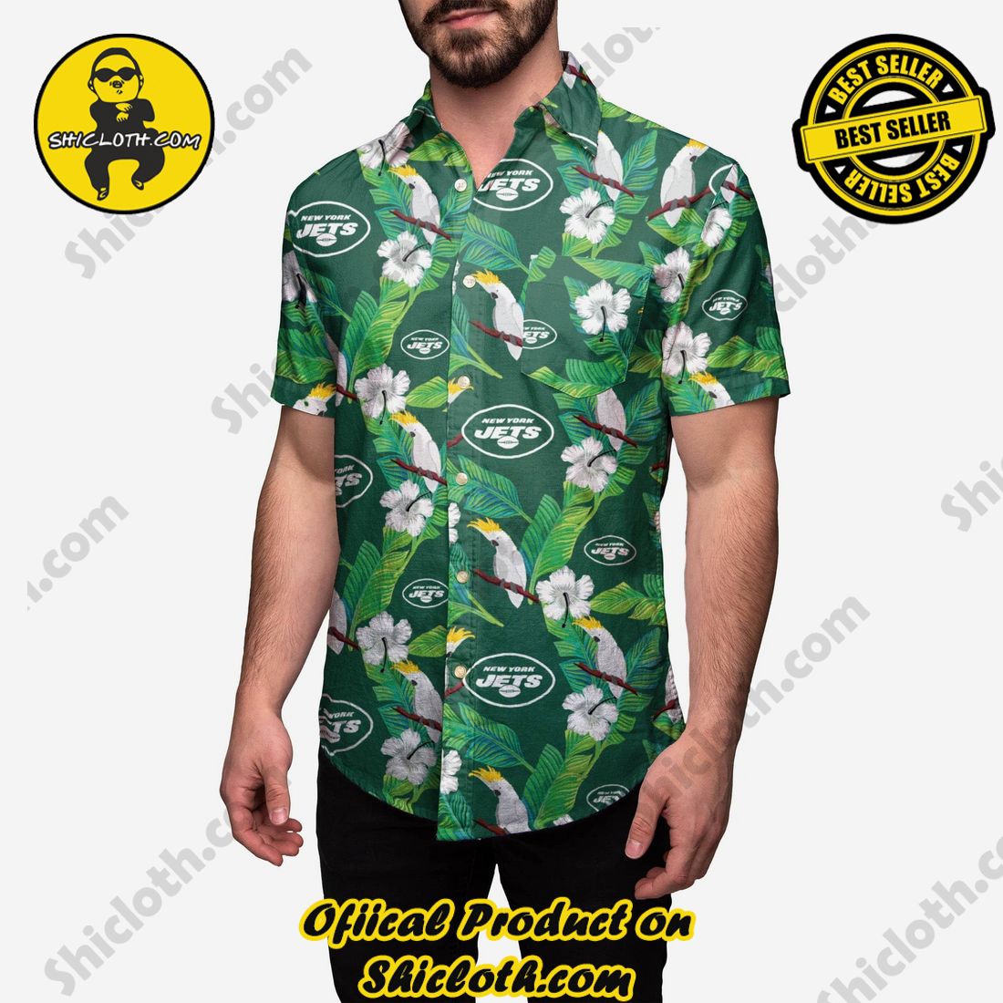 Top Top Hawaiian Shirt And Short in Shicloth 14 New York Jets Floral Button Up Shirt