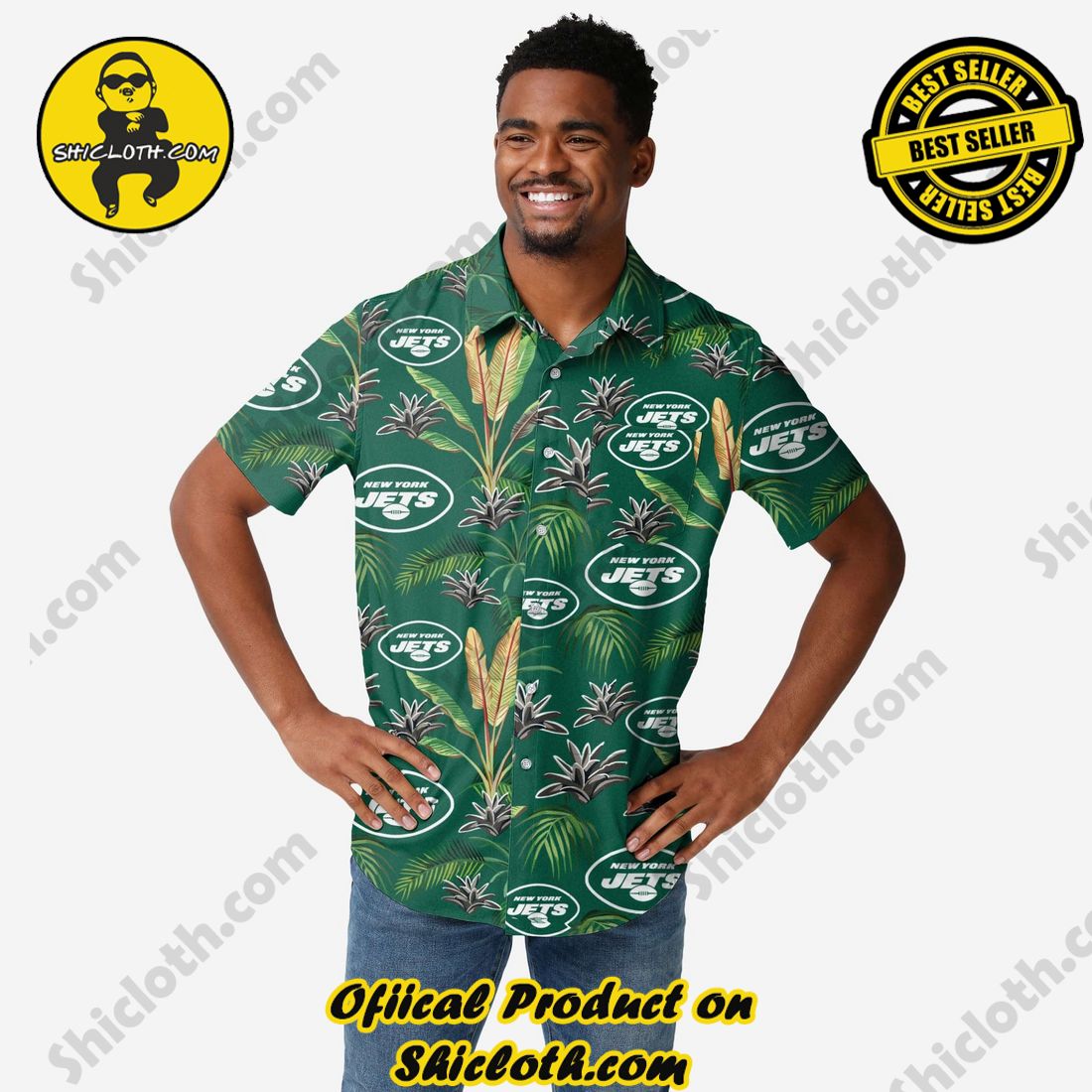 New York Jets Victory Vacay Button Up Shirt in 2023