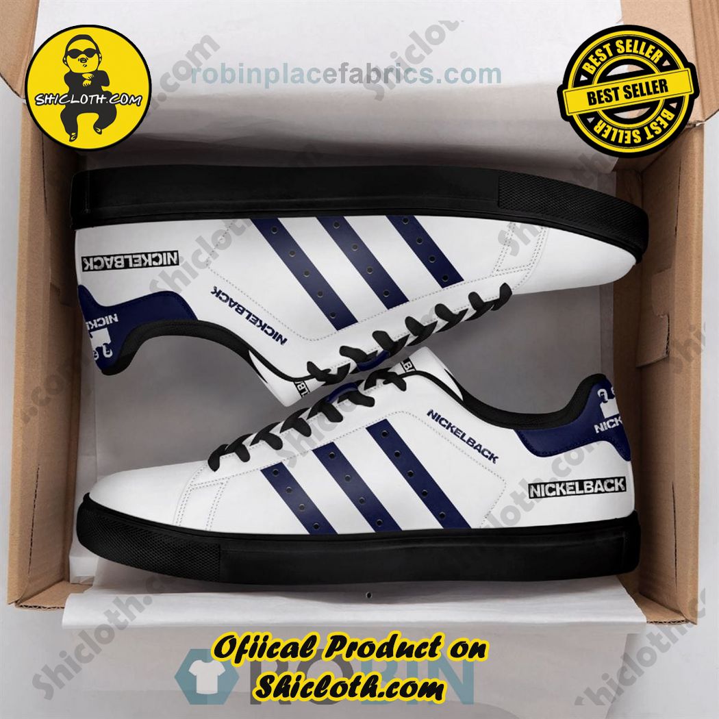 Best Seller Hot Trending Stan Smith Shoes in Shicloth Store.Click here to buy !! 27 Nickelback Adidas White Blue Stan Smith Low Top Shoes
