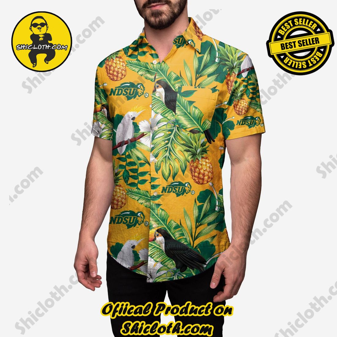 Best Seller Hawaiian Shirt And Short in Shicloth !!! Buy it now 24 North Dakota State Bison Floral Button Up Shirt
