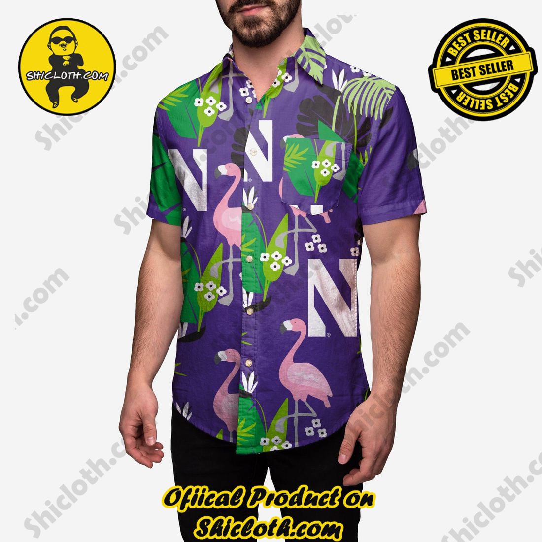 Best Seller Hawaiian Shirt And Short in Shicloth !!! Buy it now 25 Northwestern Wildcats Floral Button Up Shirt