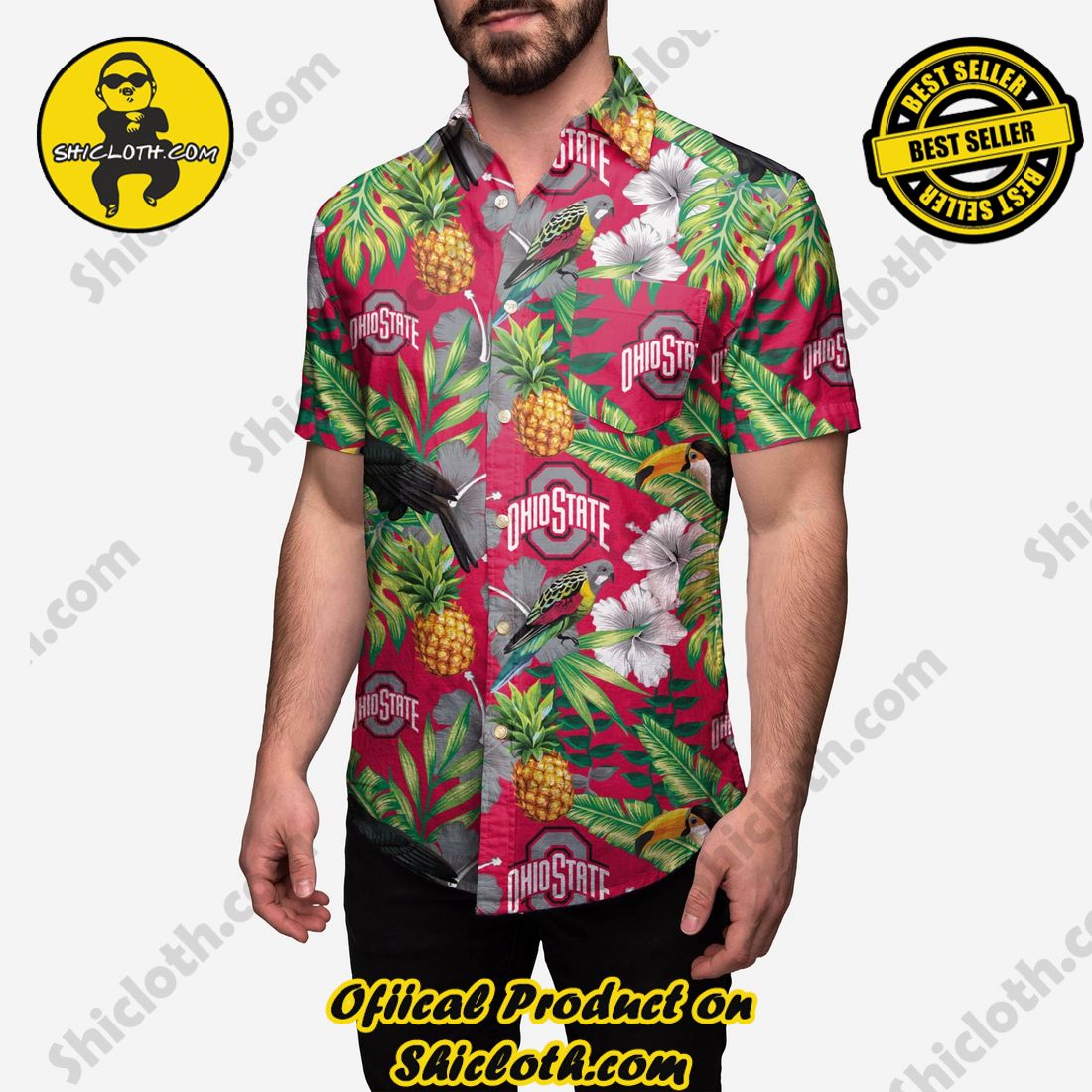 Best Seller Hawaiian Shirt And Short in Shicloth !!! Buy it now 30 Ohio State Buckeyes Floral Button Up Shirt