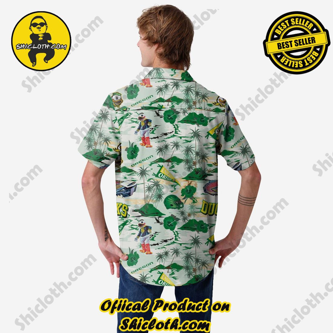 Oregon Ducks Thematic Stadium Print Button Up Shirt 2 Oregon Ducks Thematic Stadium Print Button Up Shirt - Image 2
