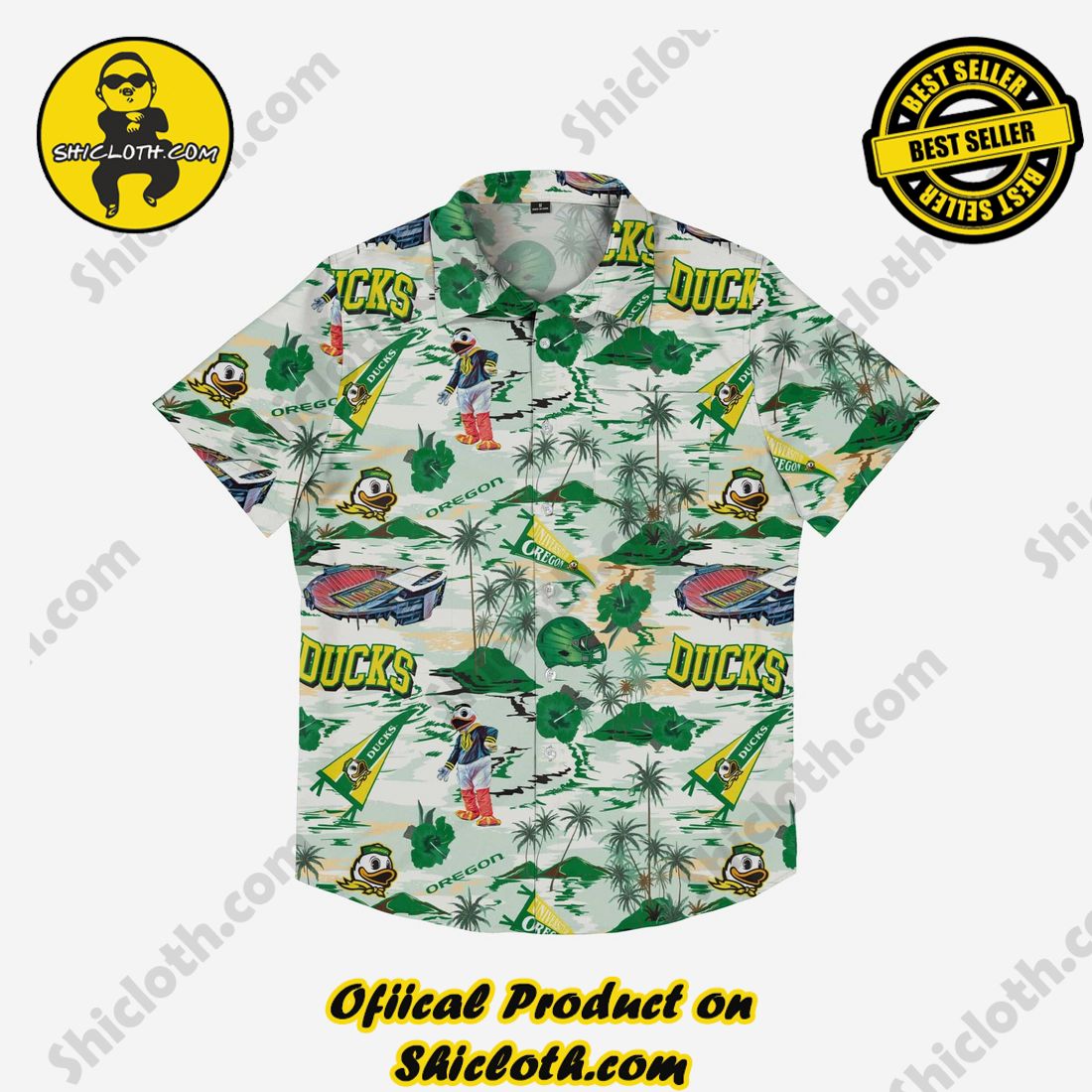 Oregon Ducks Thematic Stadium Print Button Up Shirt 3 Oregon Ducks Thematic Stadium Print Button Up Shirt - Image 3