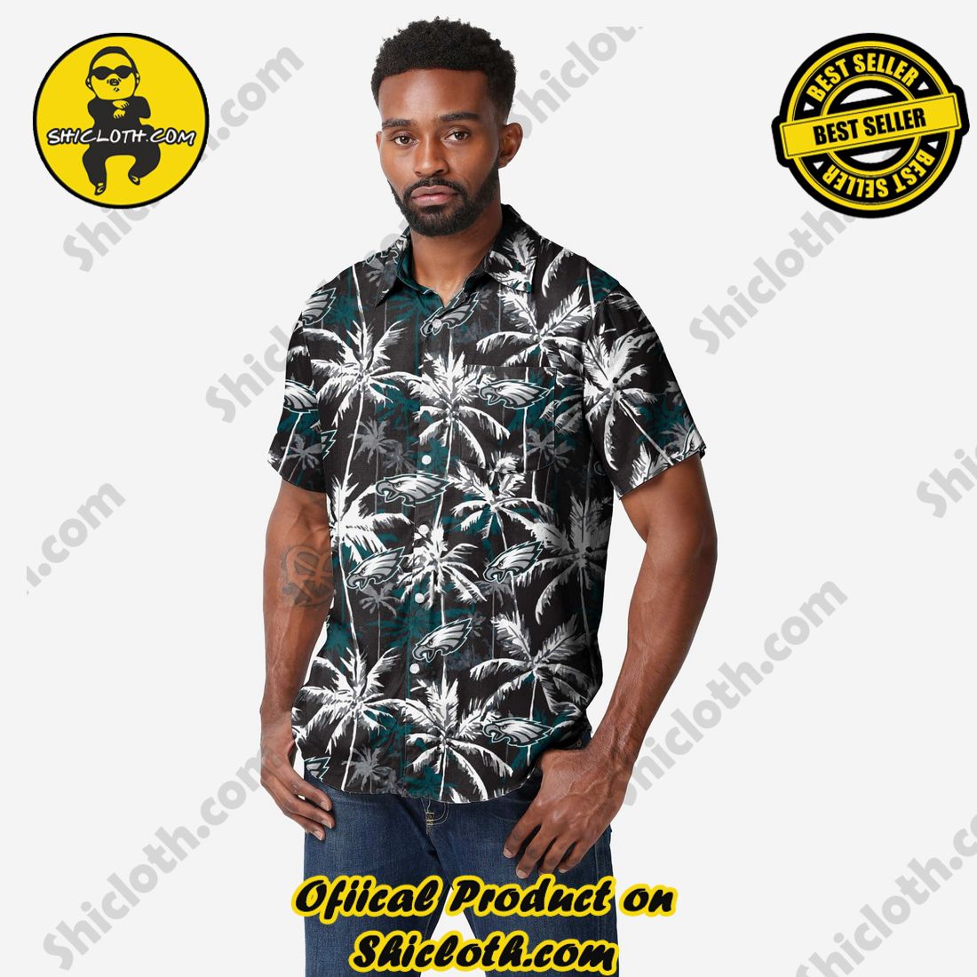 Top Top Hawaiian Shirt And Short in Shicloth 17 Philadelphia Eagles Black Floral Button Up Shirt