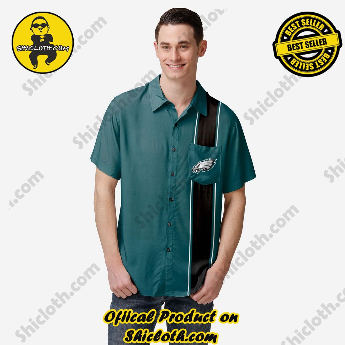 Top Top Hawaiian Shirt And Short in Shicloth 18 Philadelphia Eagles Bowling Stripe Button Up Shirt