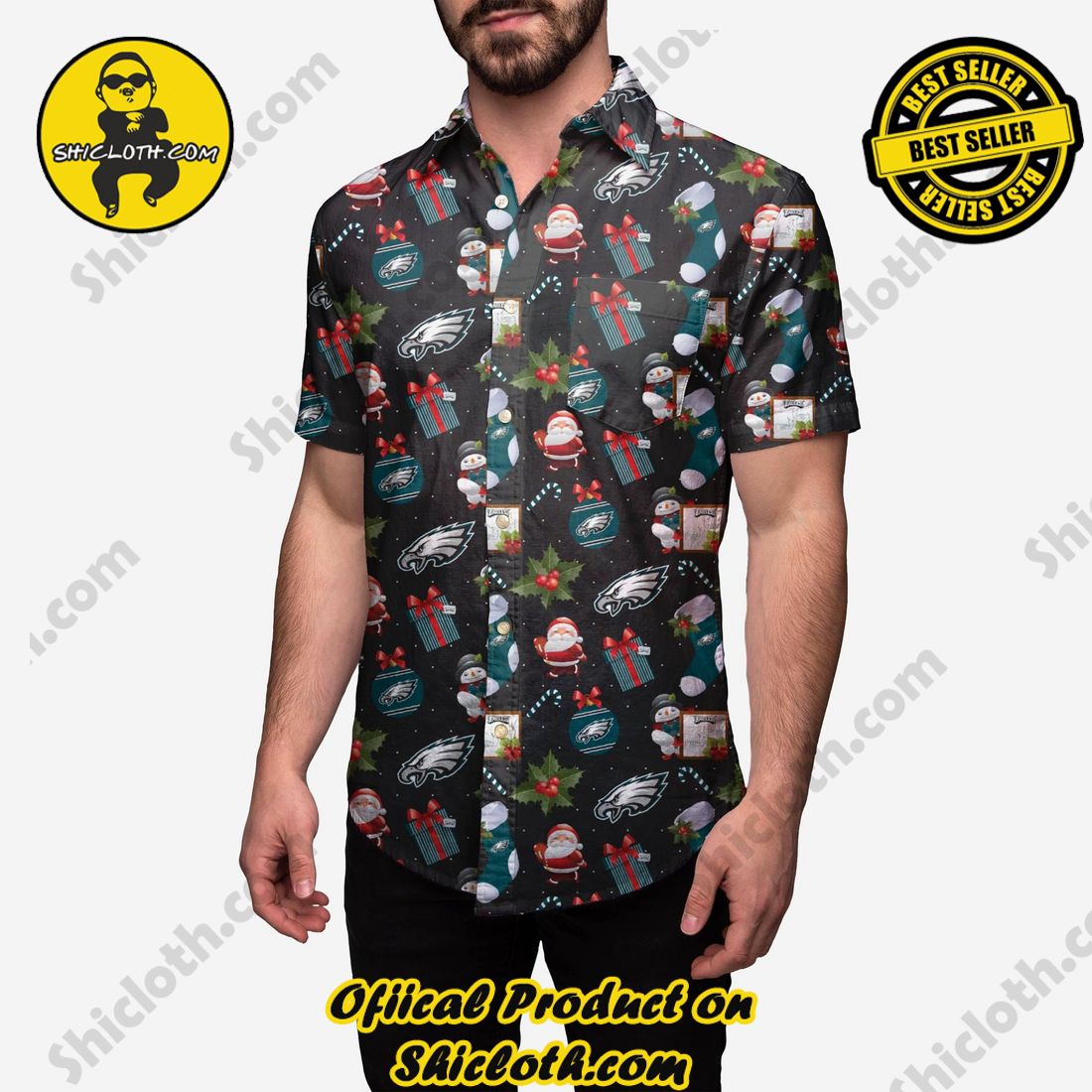 Top Top Hawaiian Shirt And Short in Shicloth 19 Philadelphia Eagles Christmas Explosion Button Up Shirt