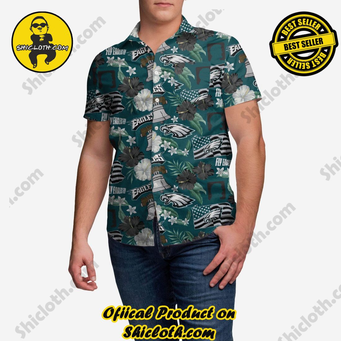 Top Top Hawaiian Shirt And Short in Shicloth 20 Philadelphia Eagles City Style Button Up Shirt