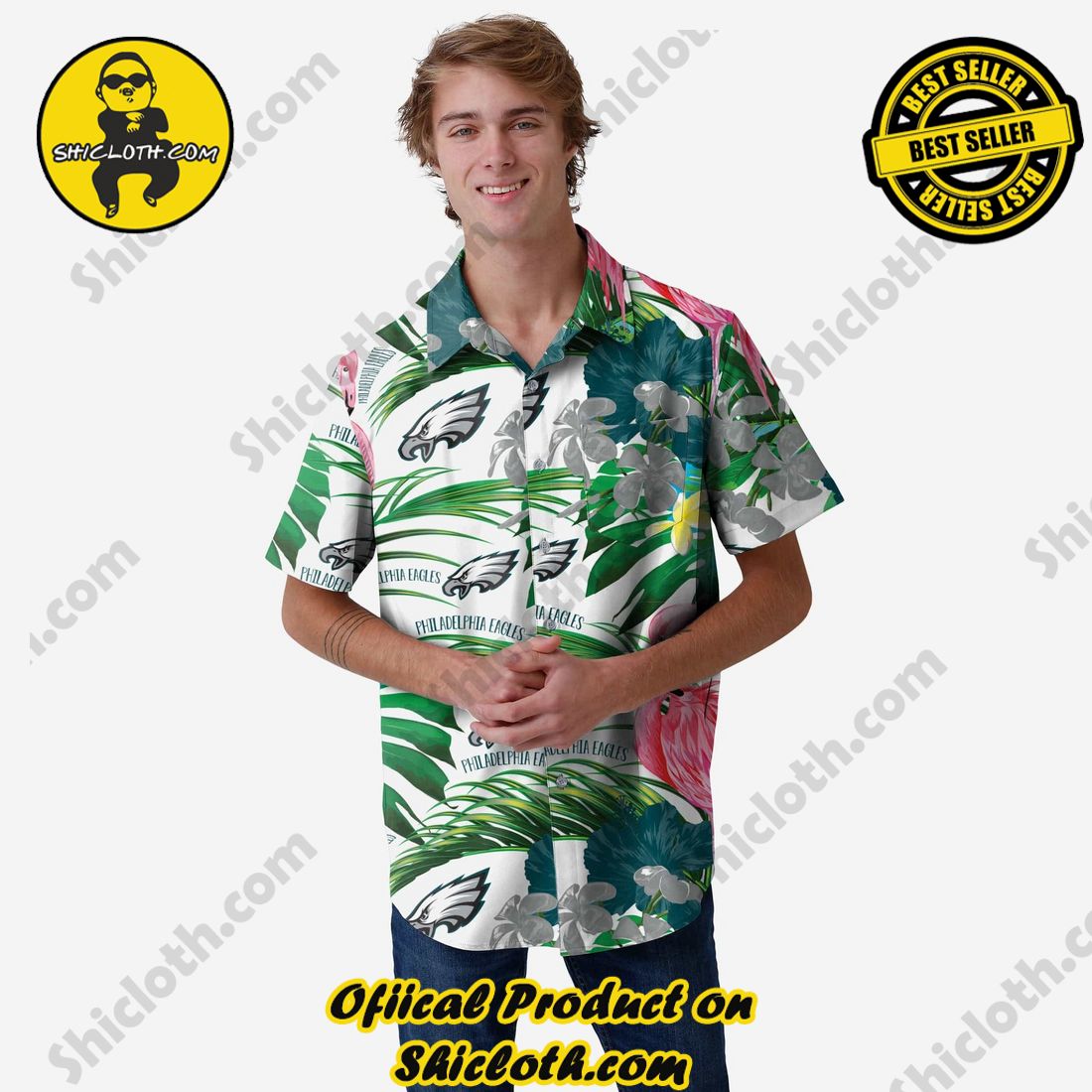 Top Top Hawaiian Shirt And Short in Shicloth 21 Philadelphia Eagles Flamingo Button Up Shirt