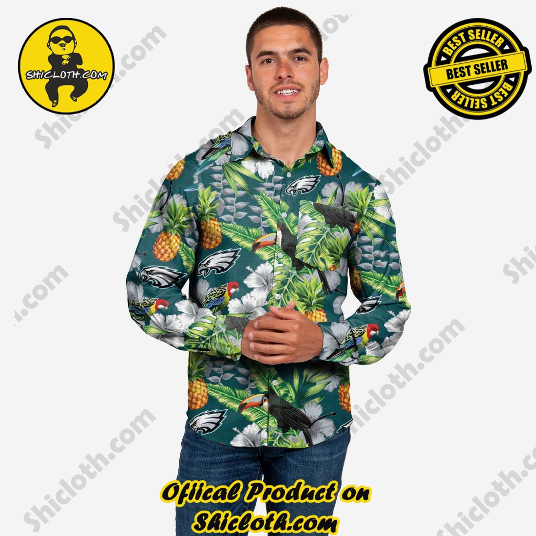 Top Top Hawaiian Shirt And Short in Shicloth 27 Philadelphia Eagles Long Sleeve Floral Button Up Shirt