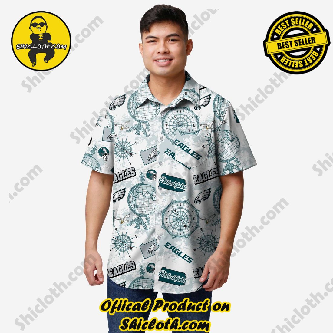 Top Top Hawaiian Shirt And Short in Shicloth 28 Philadelphia Eagles Mercader Button Up Shirt