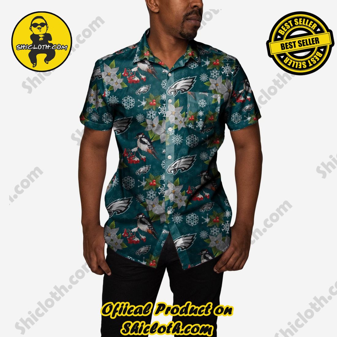 Top Top Hawaiian Shirt And Short in Shicloth 29 Philadelphia Eagles Mistletoe Button Up Shirt