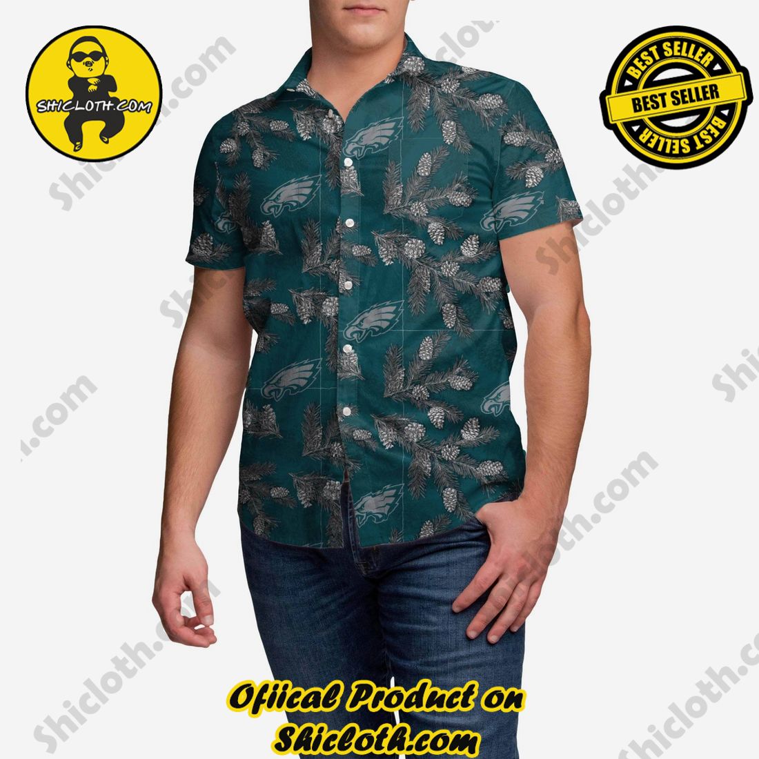 Top Top Hawaiian Shirt And Short in Shicloth 30 Philadelphia Eagles Pinecone Button Up Shirt