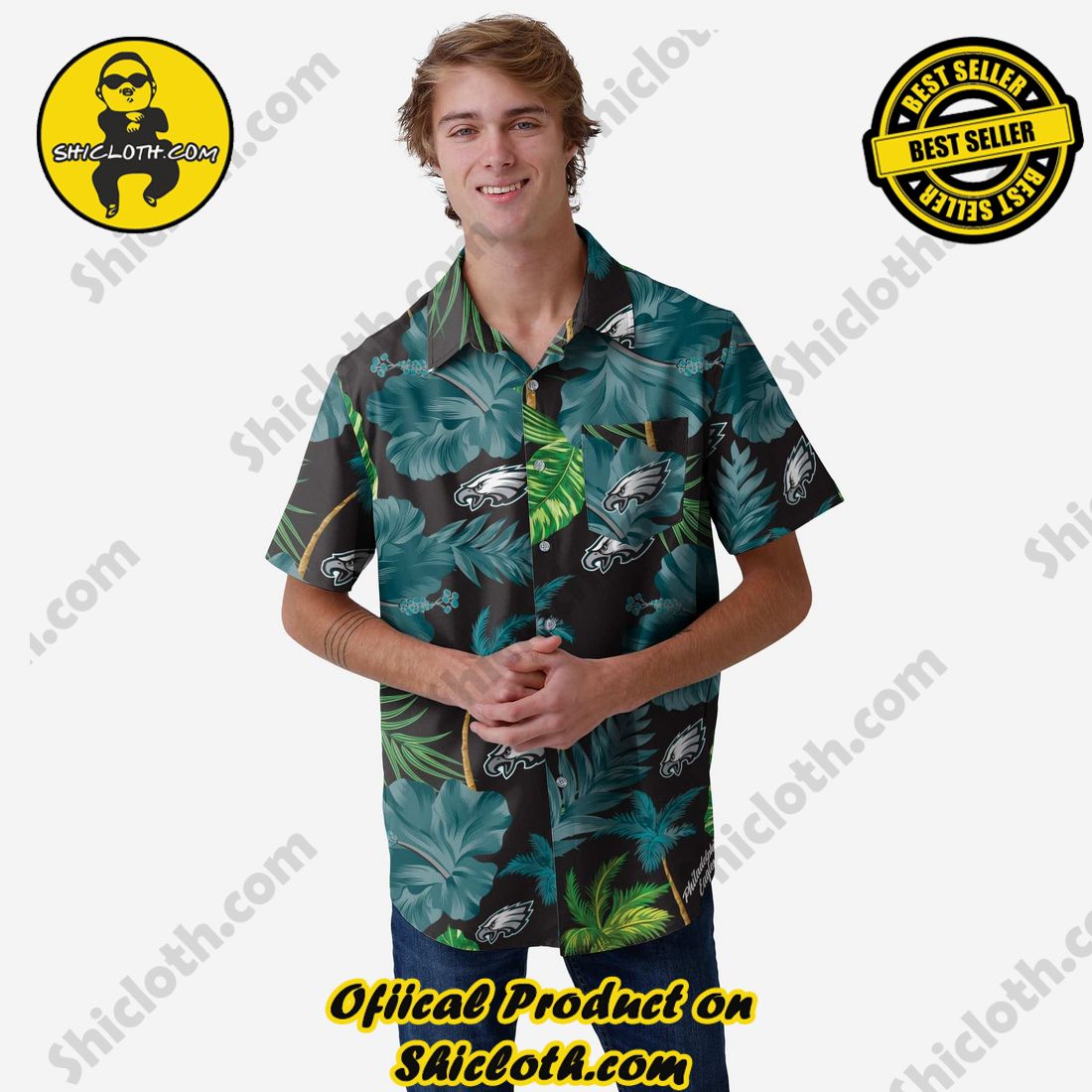 New Trending Hawaiian Shirt And Short in Shicloth 1 Philadelphia Eagles Team Color Hibiscus Button Up Shirt