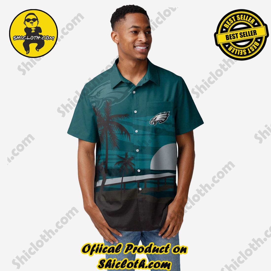 New Trending Hawaiian Shirt And Short in Shicloth 3 Philadelphia Eagles Tropical Sunset Button Up Shirt