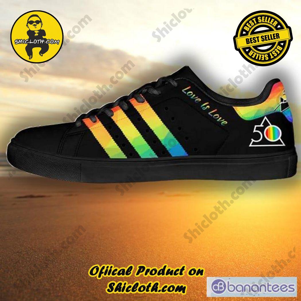 Only 60$. Best seller Hot trending Stan Smith Shoes in Shicloth Store.Click here to buy !! 40 Pink Floyd Love Is Love Black Stan Smith Shoes