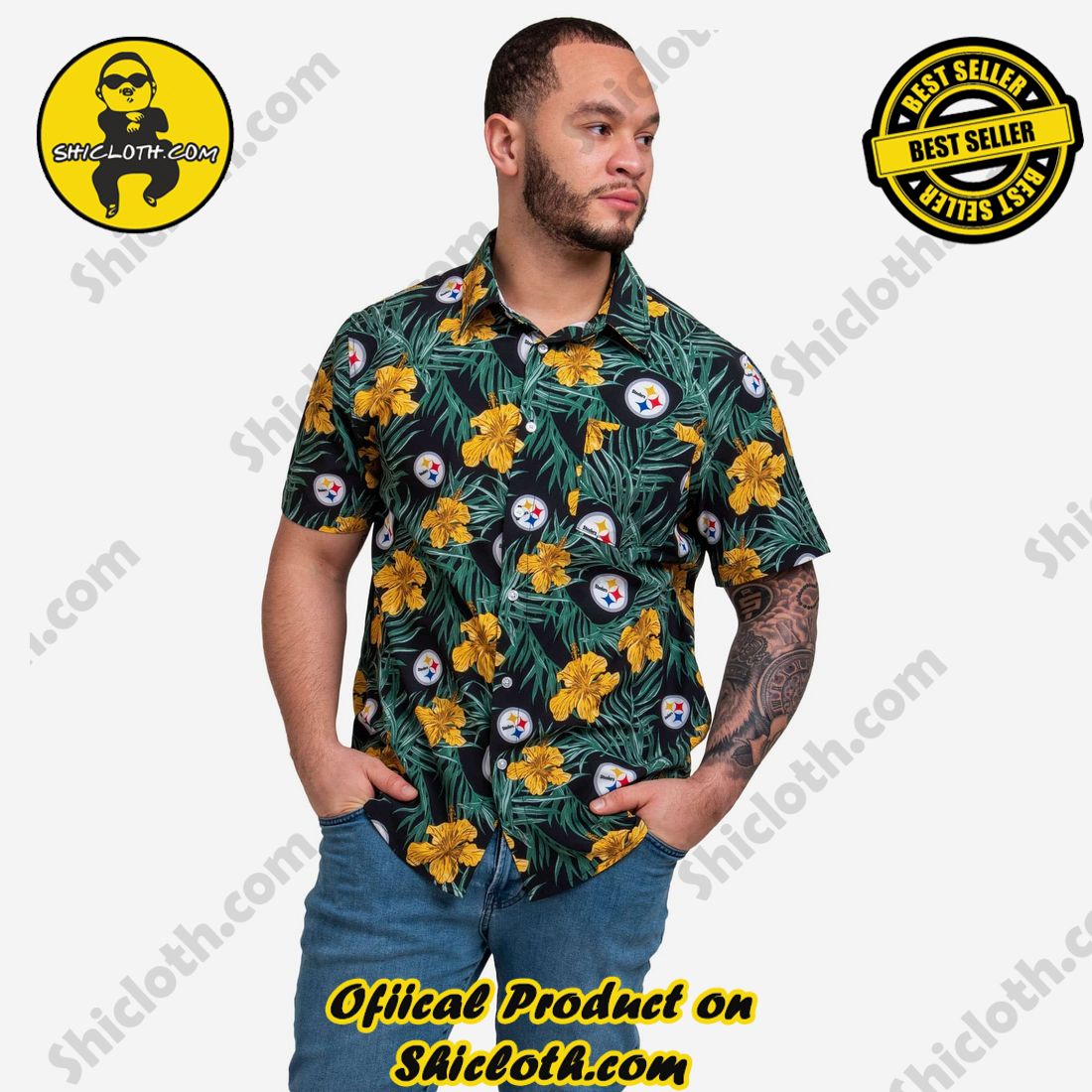 New Trending Hawaiian Shirt And Short in Shicloth 13 Pittsburgh Steelers Hibiscus Button Up Shirt