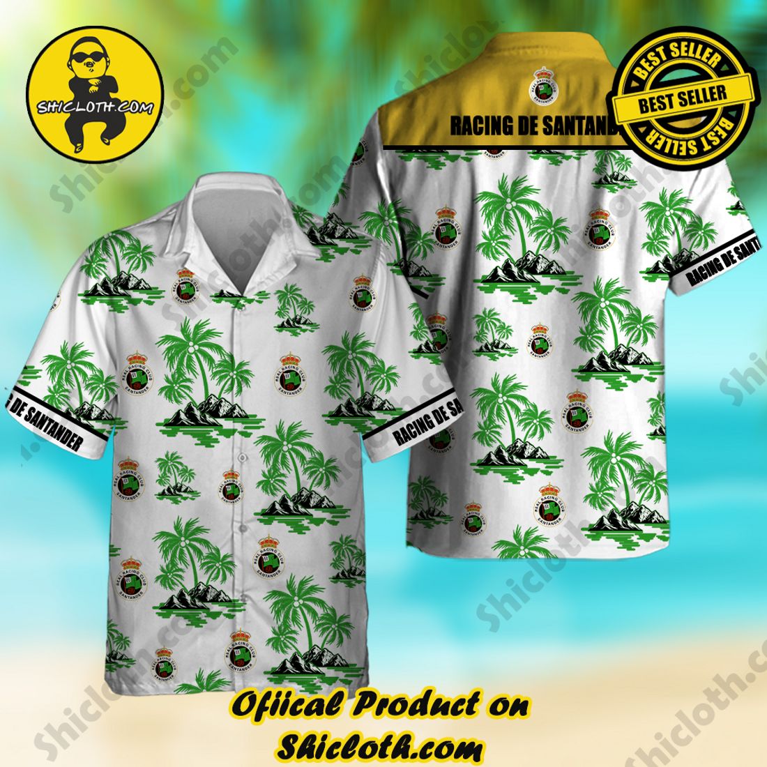 Racing de Santander Laliga Palm Tree Hawaiian Shirt And Short