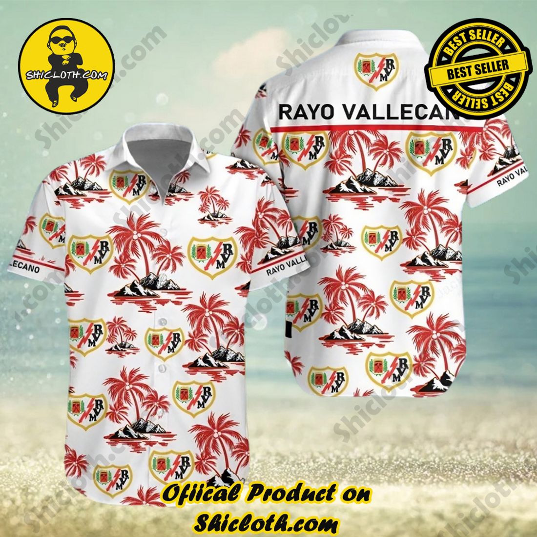 Rayo Vallecano Laliga Palm Tree Hawaiian Shirt And Short