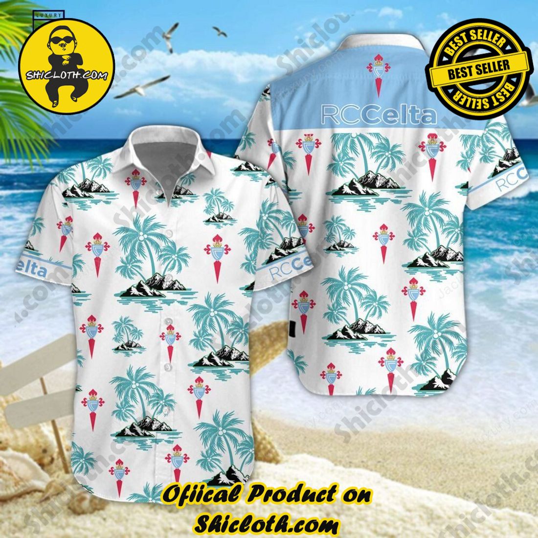 RC Celta de Vigo Laliga Palm Tree Hawaiian Shirt And Short