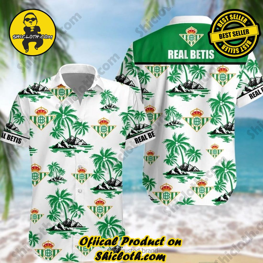 Real Betis Laliga Palm Tree Hawaiian Shirt And Short