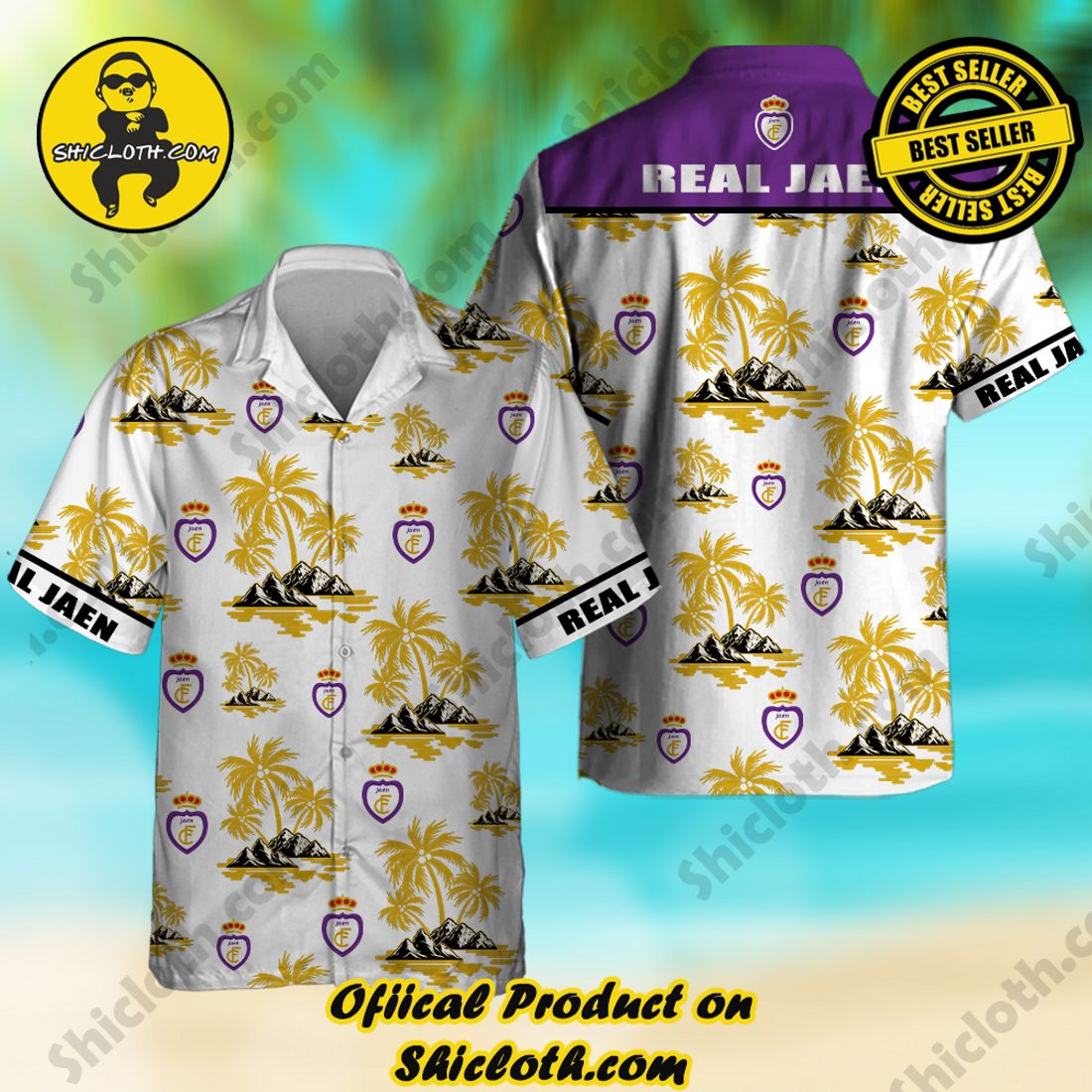 Real Jaen Laliga Palm Tree Hawaiian Shirt And Short