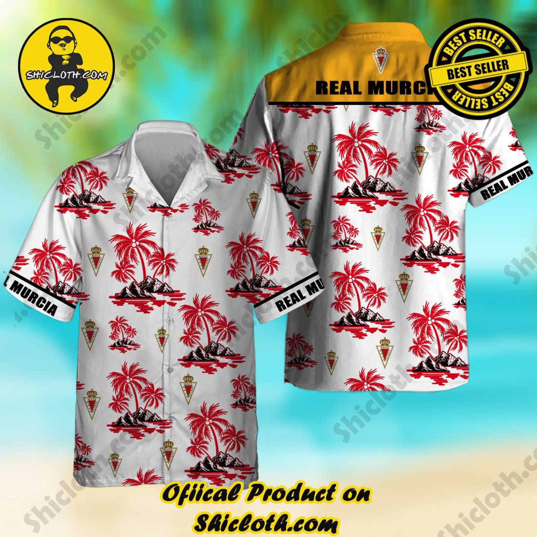 Real Murcia Laliga Palm Tree Hawaiian Shirt And Short