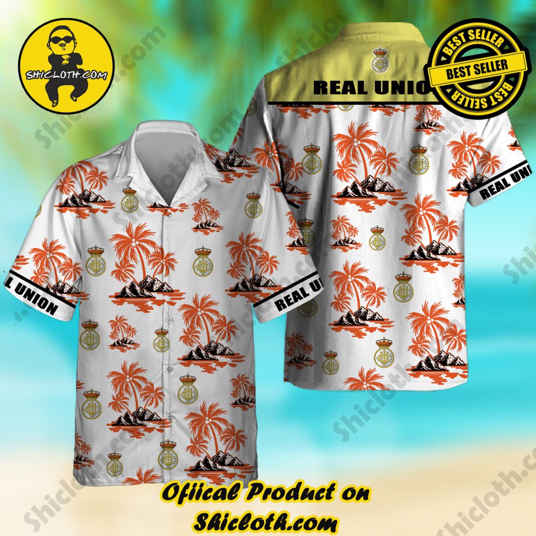 Real Union Laliga Palm Tree Hawaiian Shirt And Short