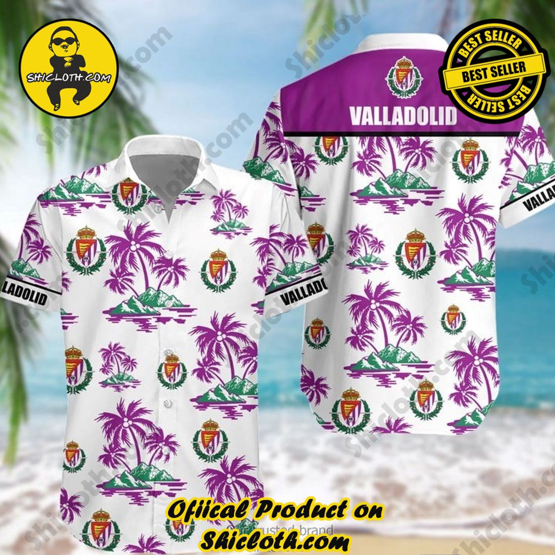 Real Valladolid Laliga Palm Tree Hawaiian Shirt And Short