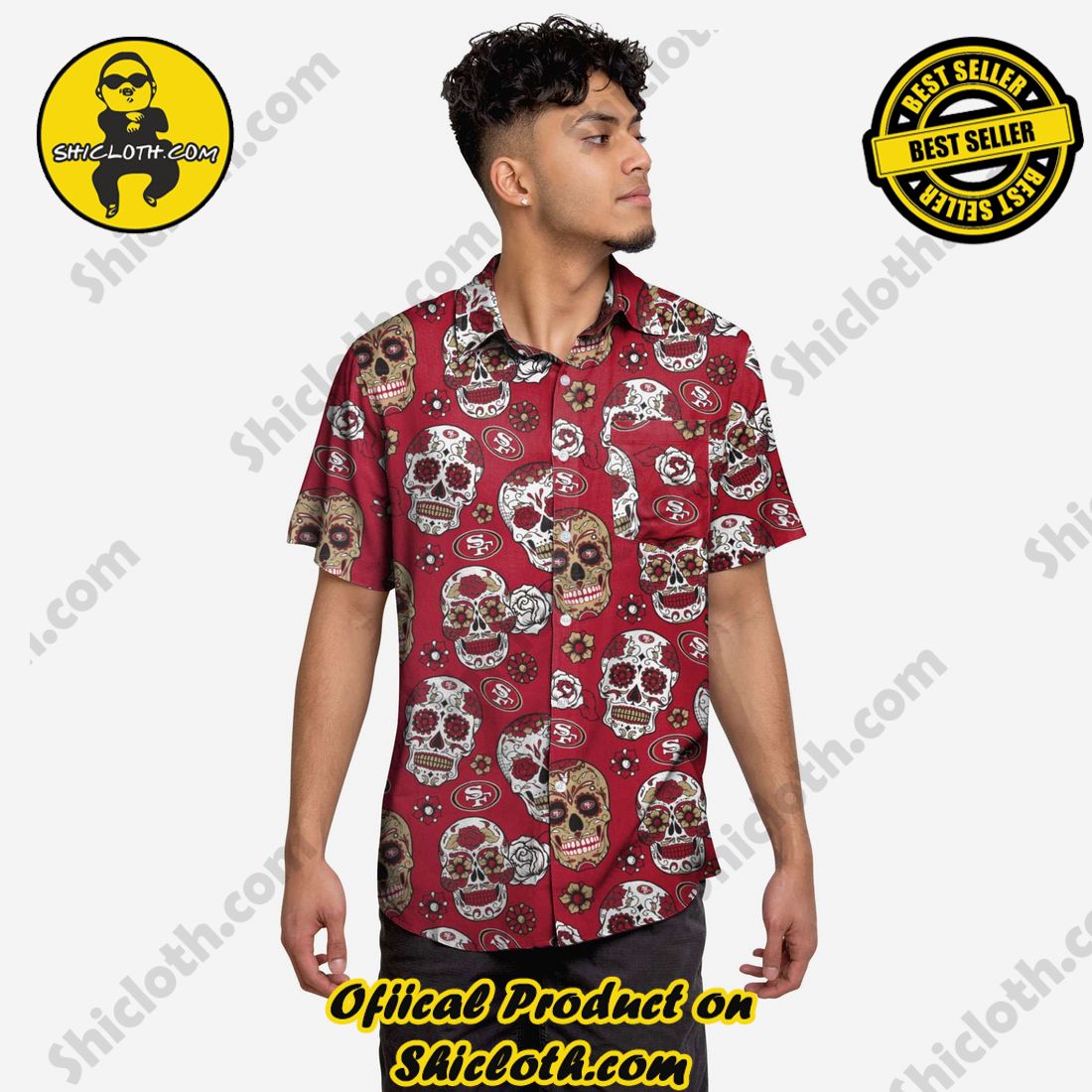 San Francisco 49ers Day Of The Dead Button Up Shirt - Shicloth