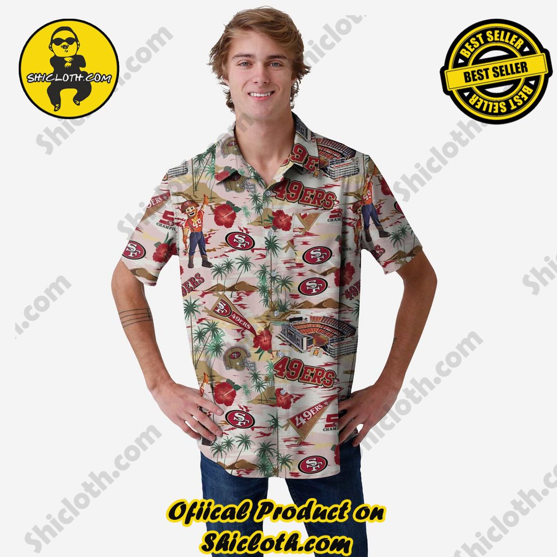 New Trending Hawaiian Shirt And Short in Shicloth 30 San Francisco 49ers Thematic Stadium Print Button Up Shirt