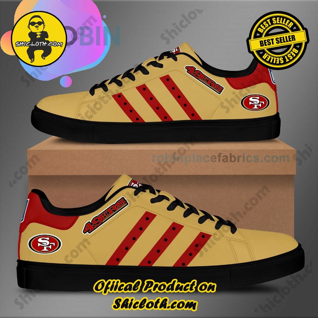 Best Seller Hot Trending Stan Smith Shoes in Shicloth Store.Click here to buy !! 37 San Francisco 49ers Yellow Adidas Stan Smith Low Top Shoes