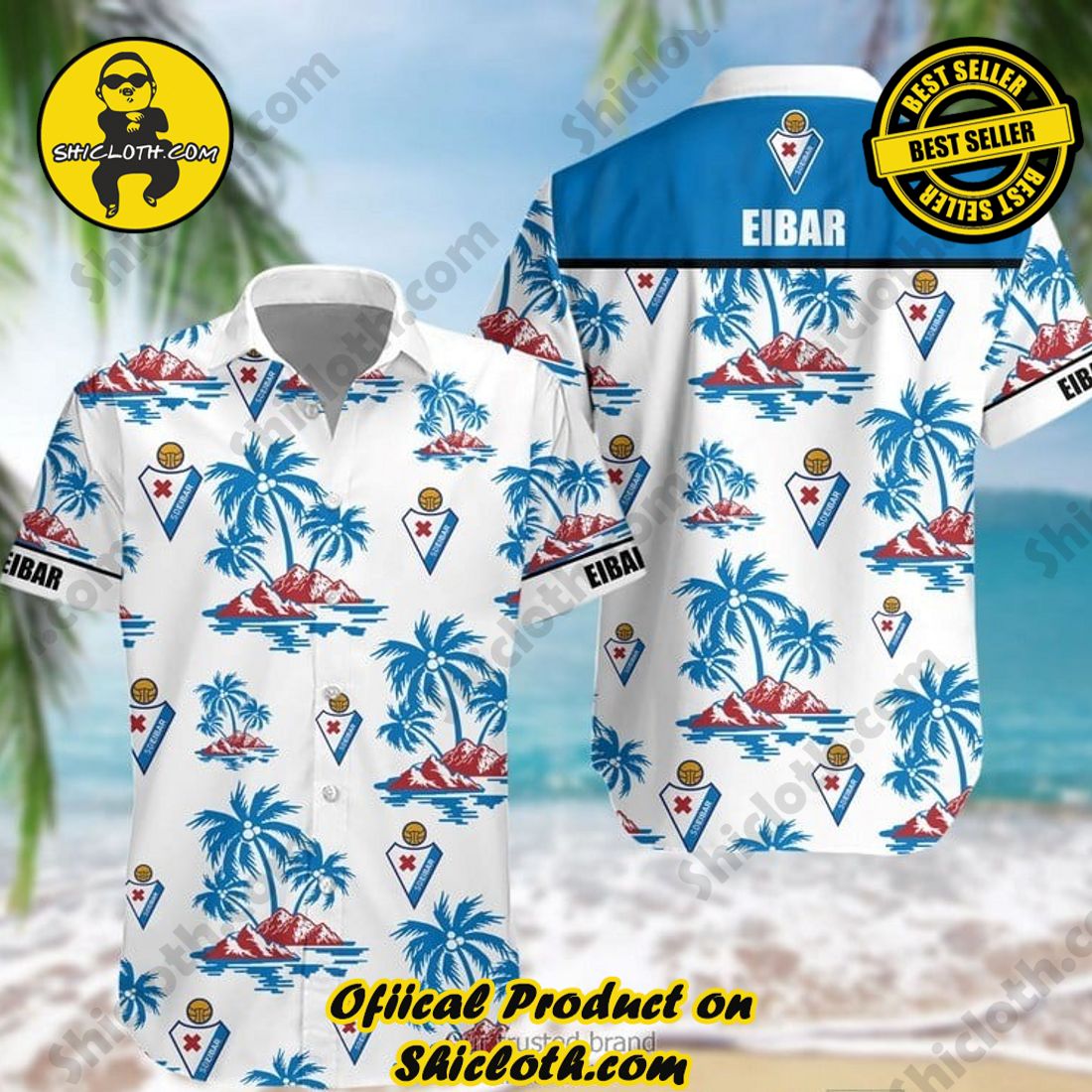 SD Eibar Laliga Palm Tree Hawaiian Shirt And Short