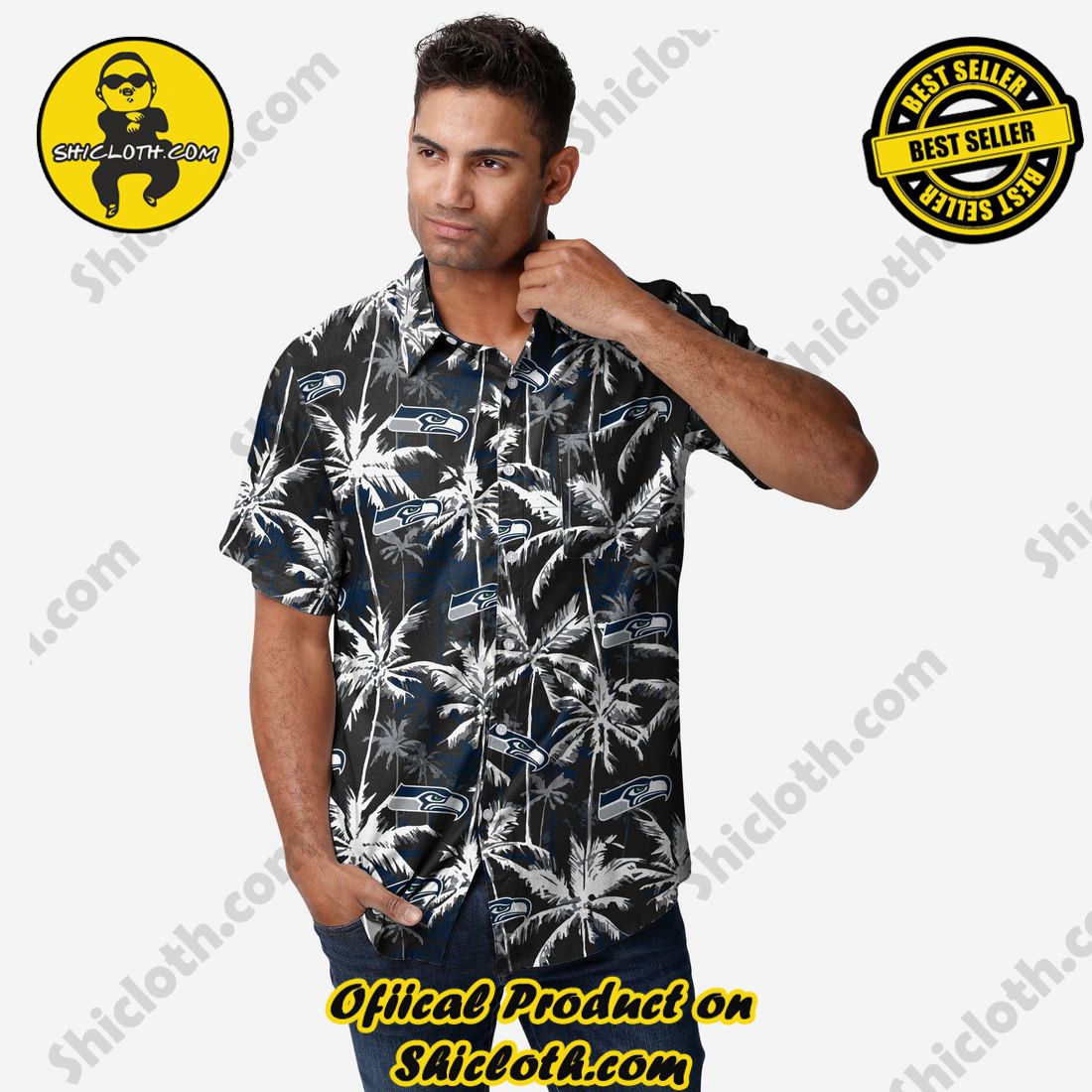 Top Hot Trending Hawaiian Shirt And Short in Shicloth 3 Seattle Seahawks Black Floral Button Up Shirt