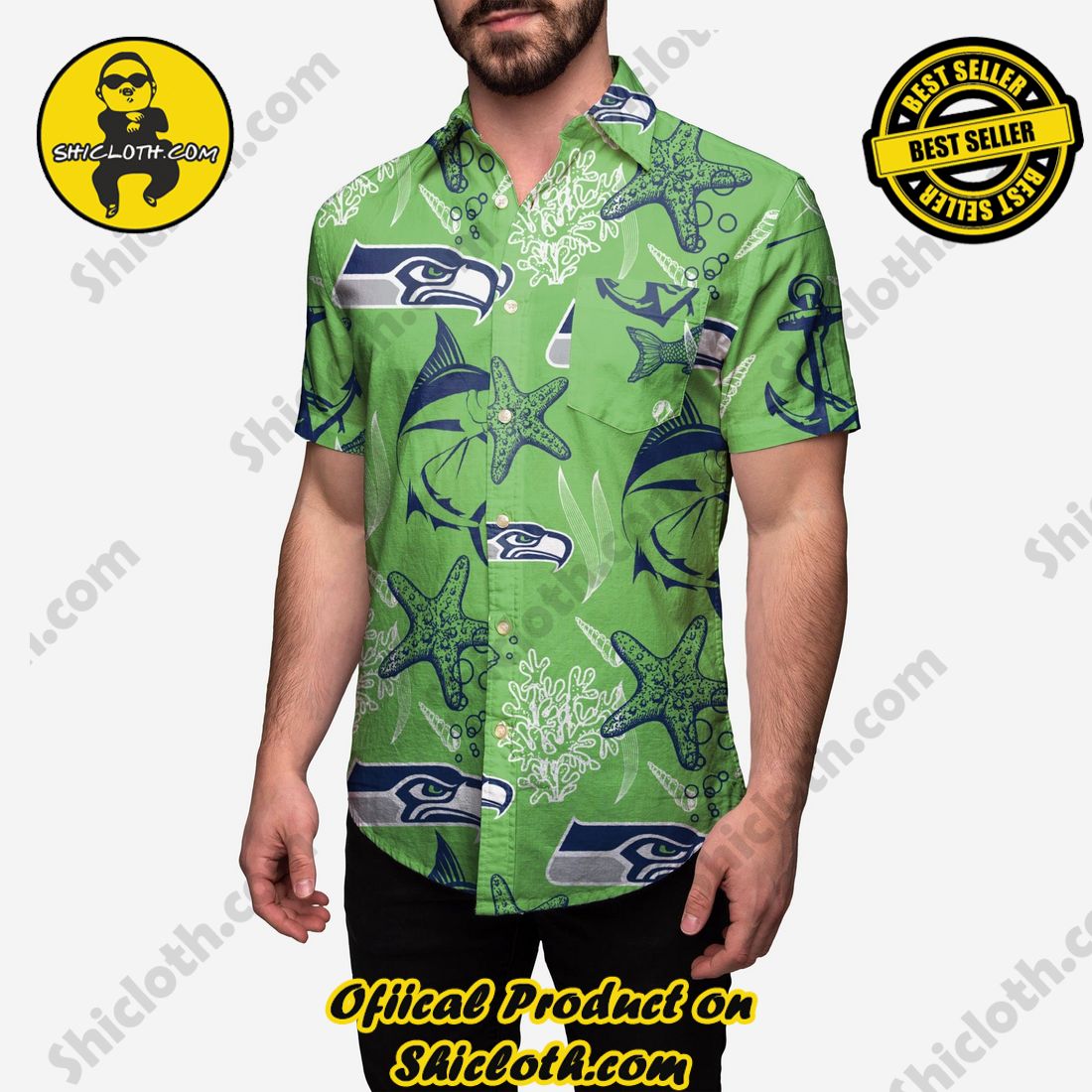 Top Hot Trending Hawaiian Shirt And Short in Shicloth 7 Seattle Seahawks Floral Button Up Shirt