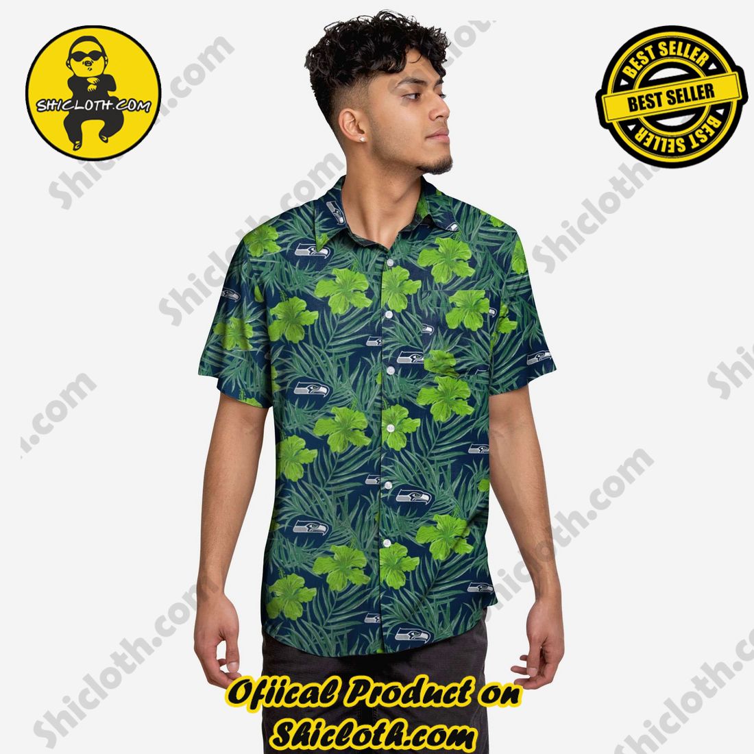 Top Hot Trending Hawaiian Shirt And Short in Shicloth 9 Seattle Seahawks Hibiscus Button Up Shirt