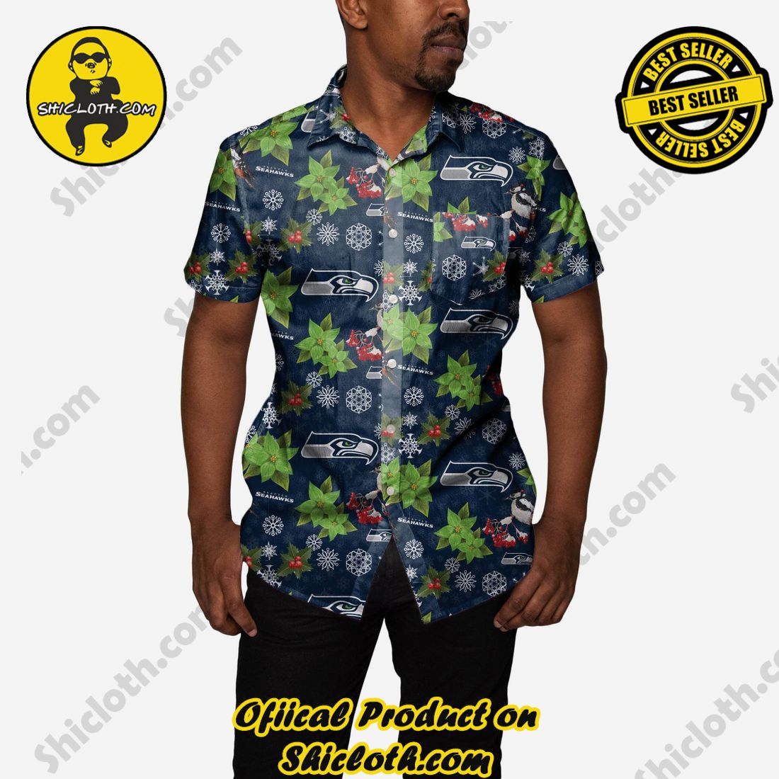 Top Hot Trending Hawaiian Shirt And Short in Shicloth 11 Seattle Seahawks Mistletoe Button Up Shirt