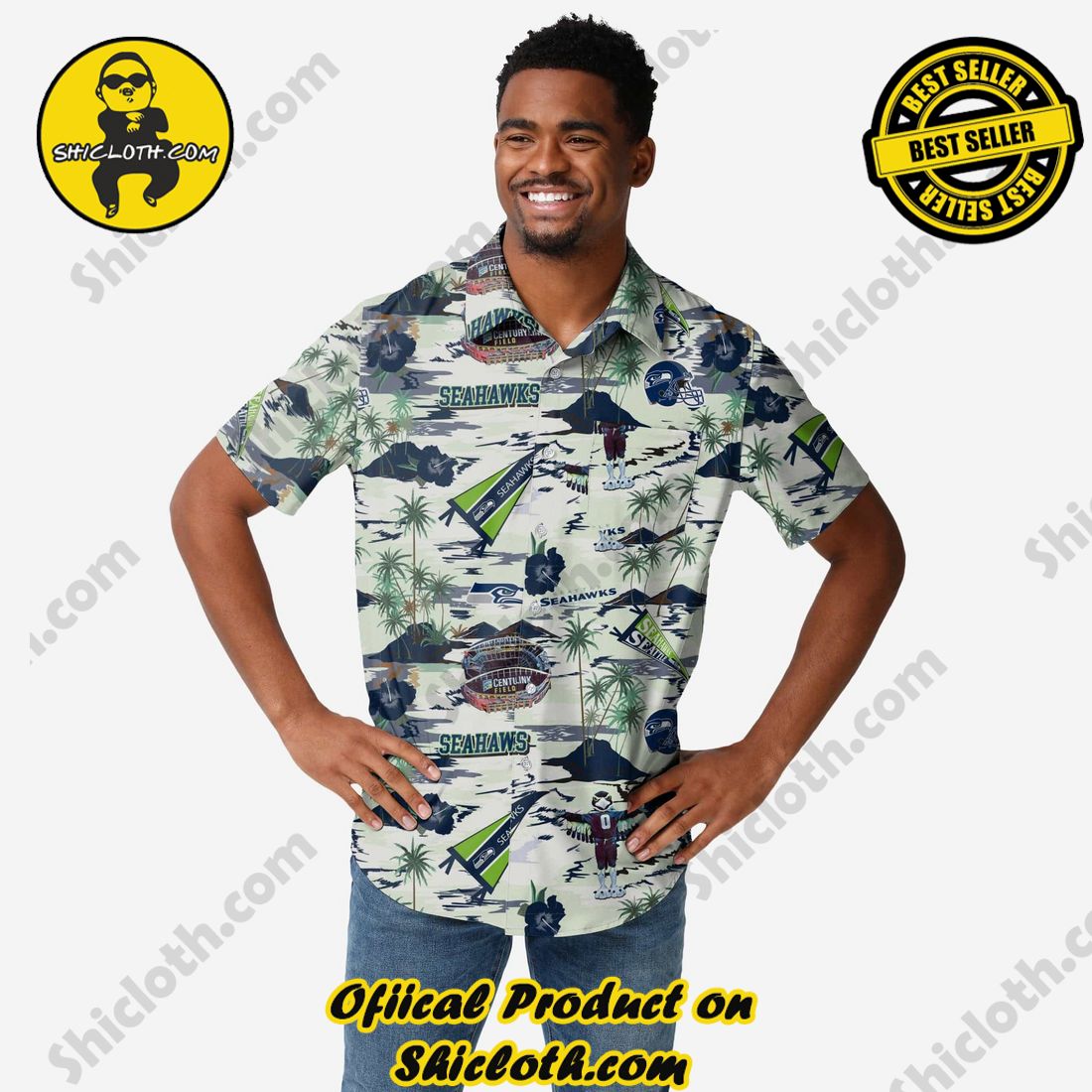Top Hot Trending Hawaiian Shirt And Short in Shicloth 14 Seattle Seahawks Thematic Stadium Print Button Up Shirt