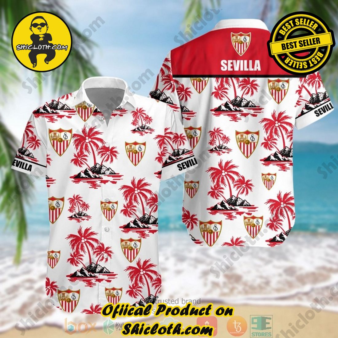Sevilla FC Laliga Palm Tree Hawaiian Shirt And Short